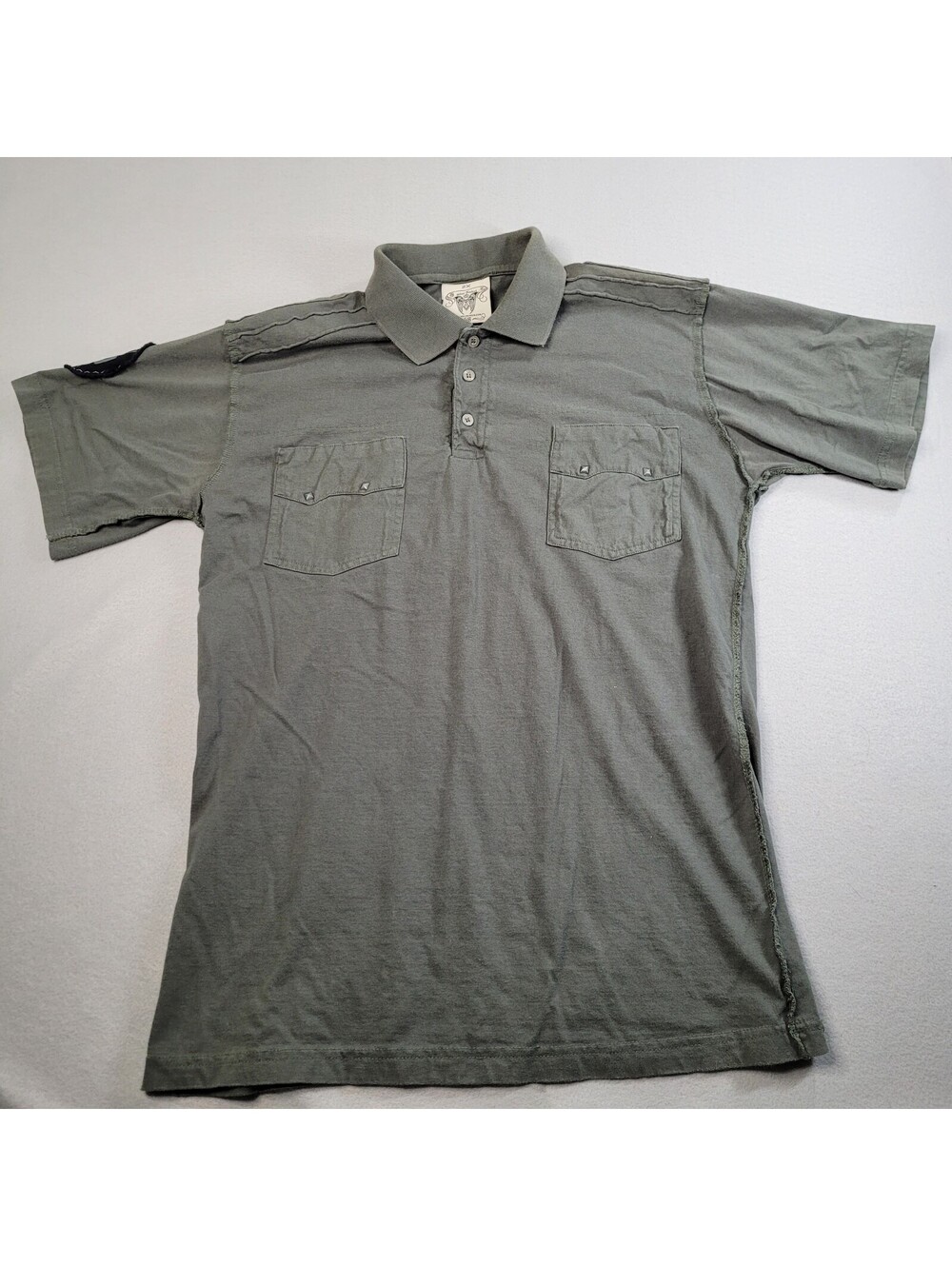 Vintage Blac Label American Punk Polo Shirt Mens 2X Gray/Green Y2K Streetwear